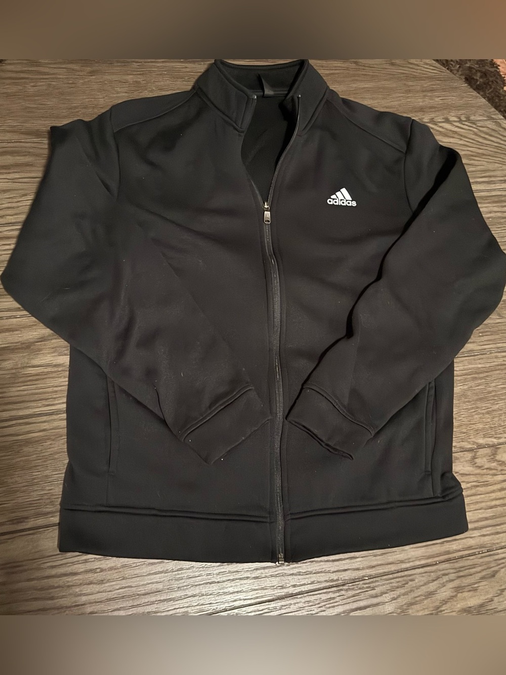 Adidas Golf Men’s Full Zip Fleece Jacket L Black Mock Neck Pockets